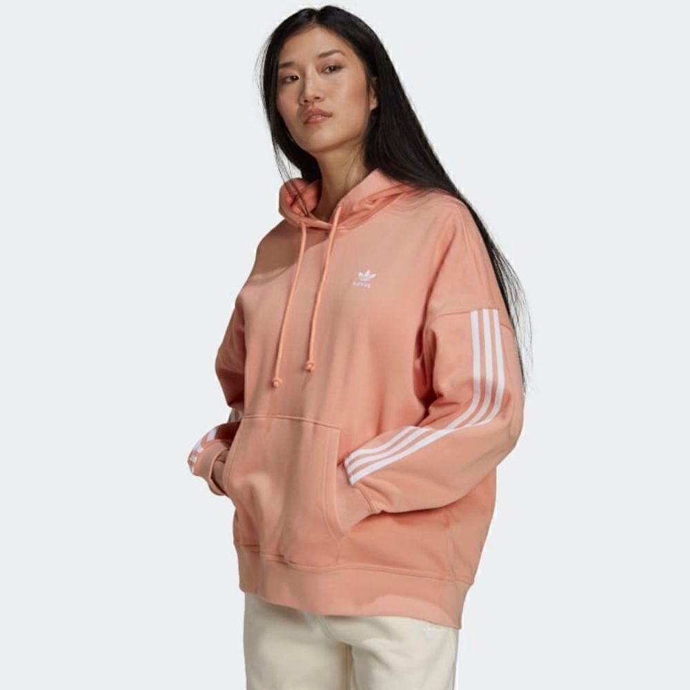 Adidas Originals Adicolor Oversized Hoodie Women's Size Small S Pink White Logo